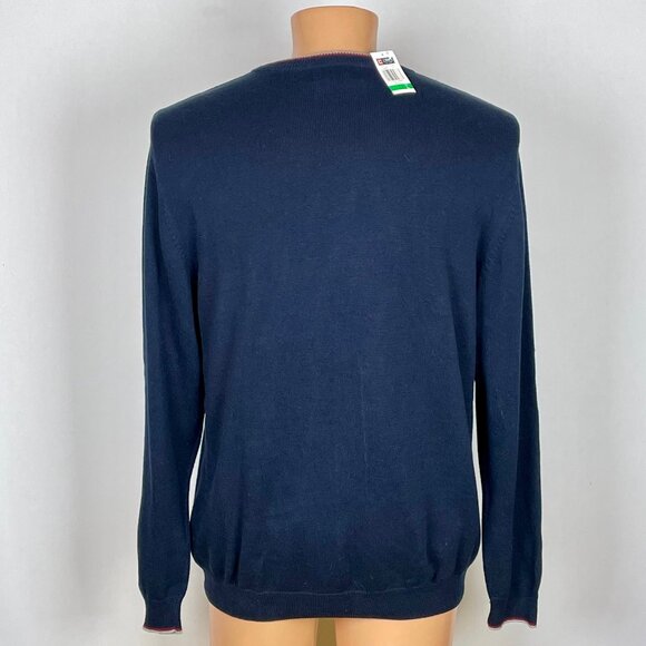 NWT Y2K Chaps Ringer Sweater Sz L Ralph Lauren Navy Cotton Preppy Old Money - Picture 4 of 6